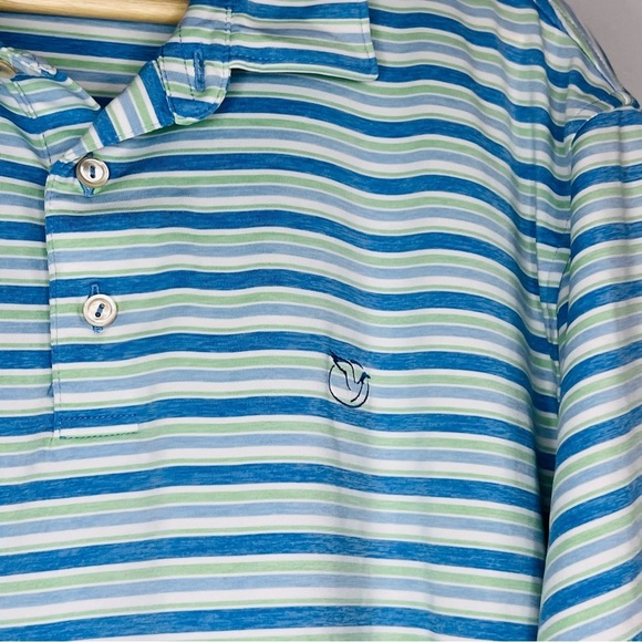 Peter Millar Crown Blue Striped Summer Comfort Polo L - Picture 3 of 7